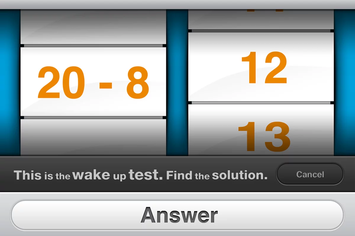 The A!arm app's wake up test