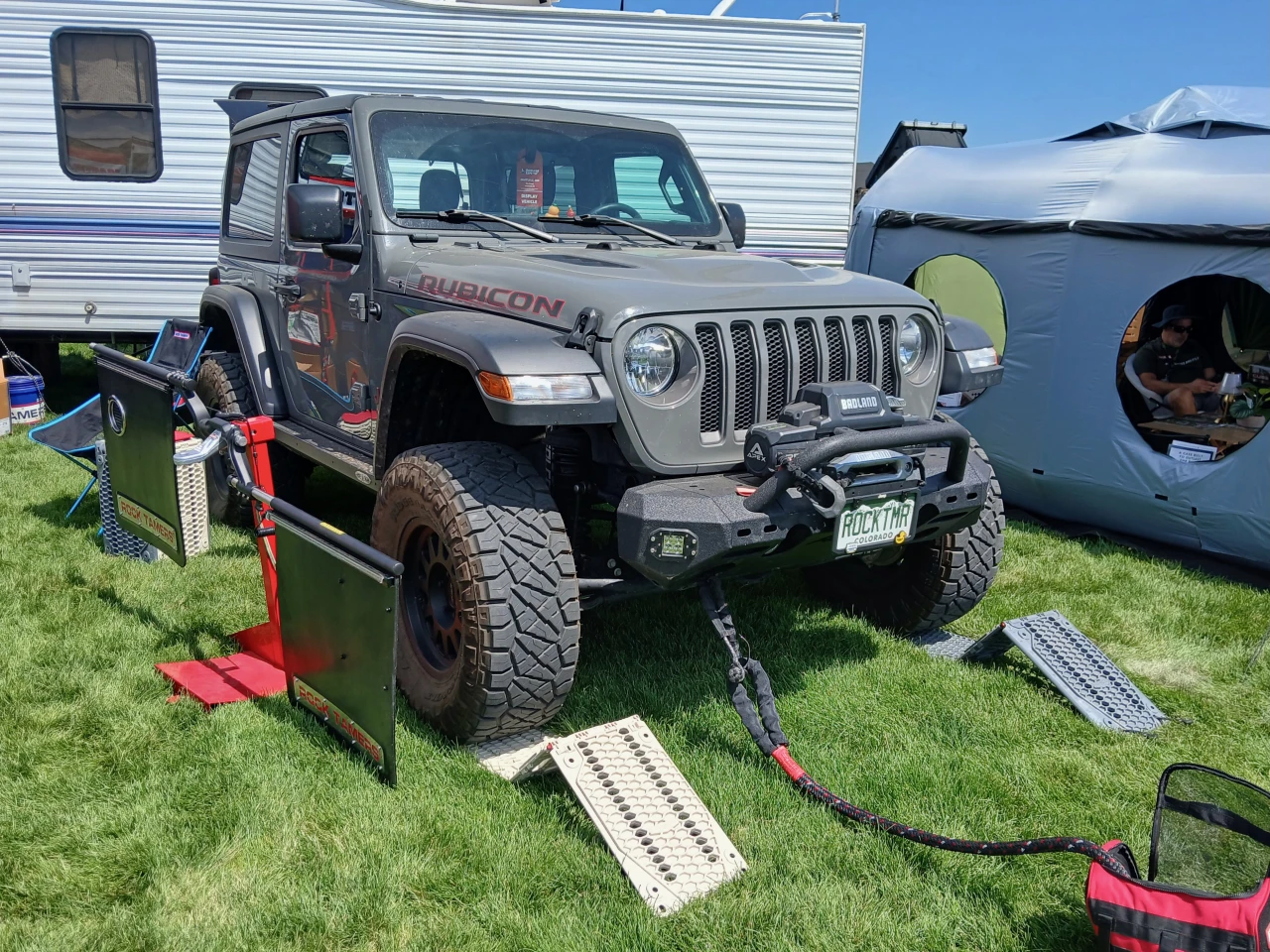 Rock Tamers shows the Traction Crate split into boards and ready for action at Overland Expo Mountain West 2026