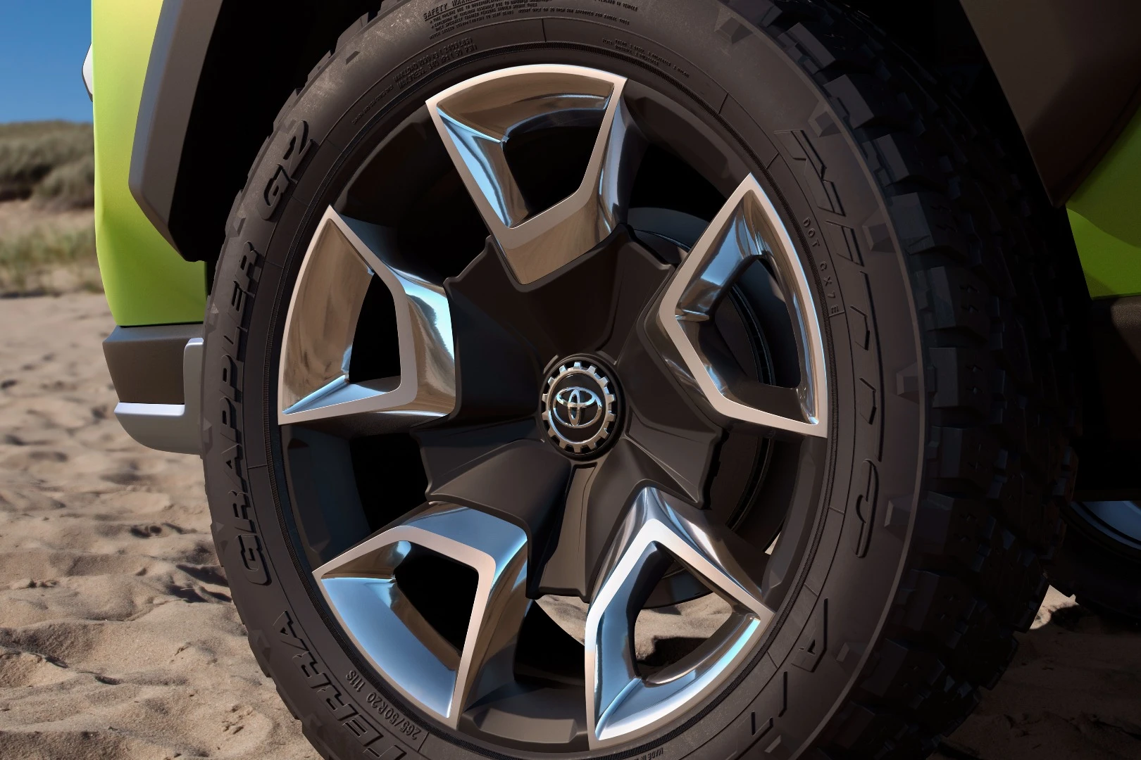 Close-up of the 20-in wheels