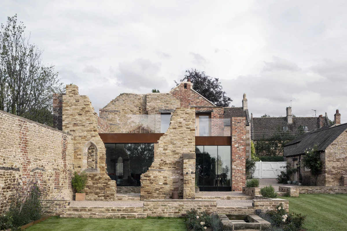 The Parchment Works was designed by Will Gamble Architects and is located in Suffolk. The house extension, which was one of 20 projects to feature in the 2022 RIBA House of the Year longlist, is built into the ruins of a historic parchment factory