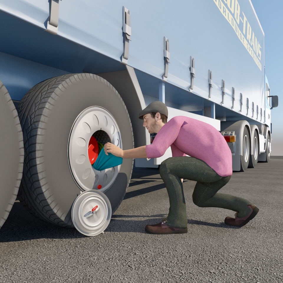 C.Mile converts a truck’s wheel hub into a mobile washing machine for Iran's long-haul drivers that relies the motion of the vehicle to tumble and cleanse their clothes