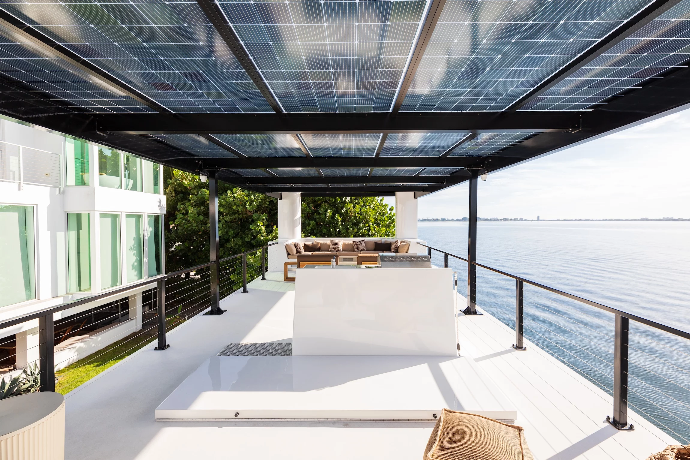 The Arkup 50's upper deck is shaded by its solar panel array