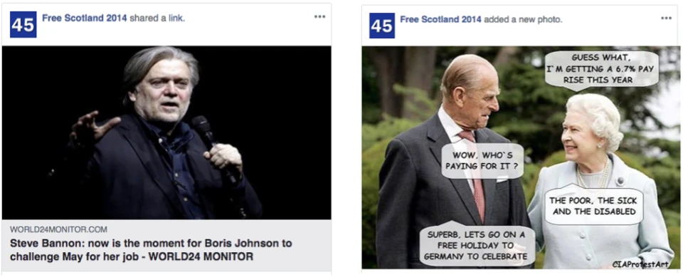 An example of the content Facebook recently removed with alleged Iranian origins