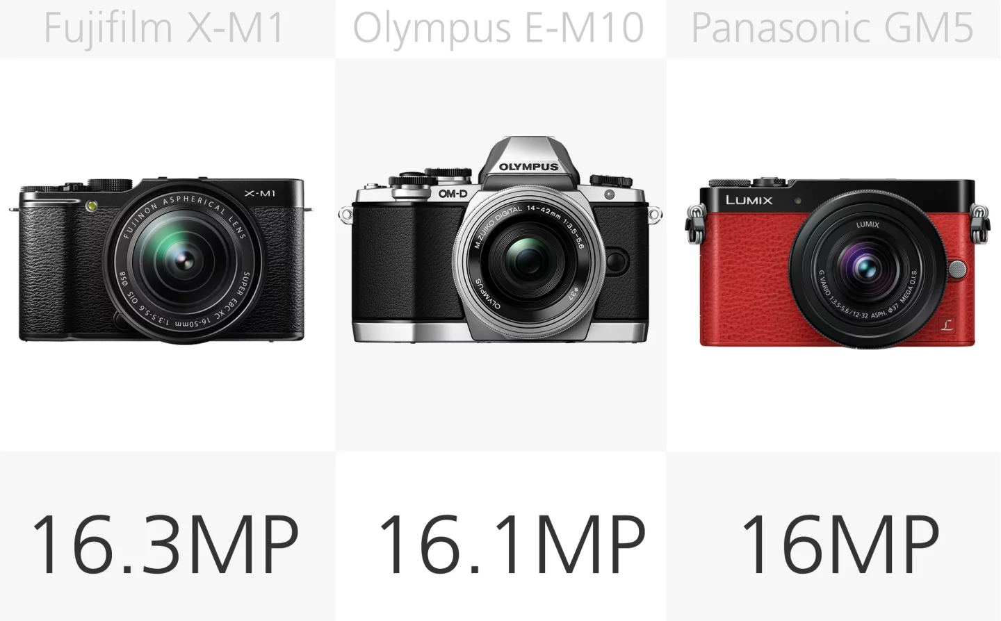 Mirrorless camera megapixel comparison (row 2)