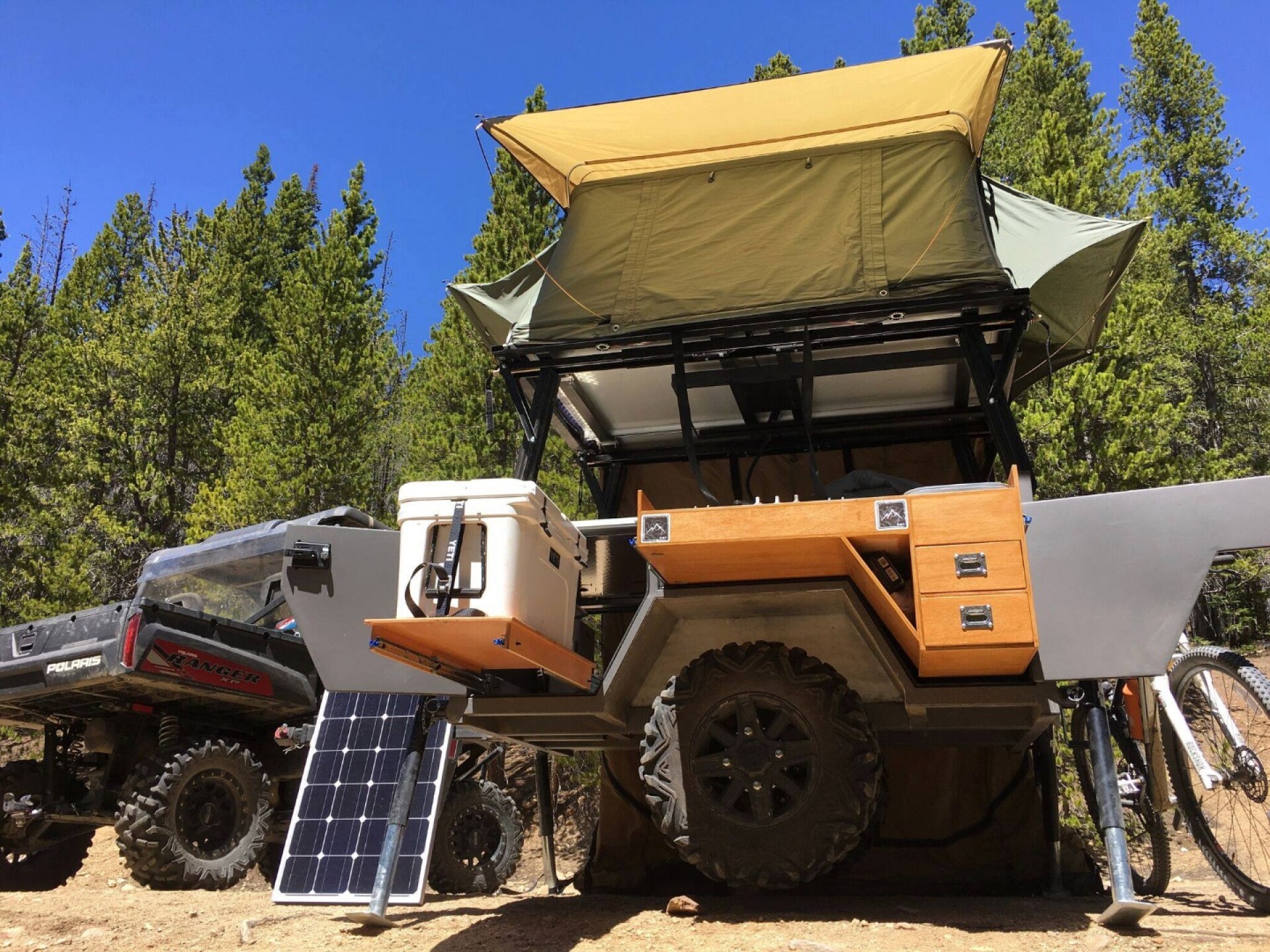Backcountrygrade ATV camping trailer provides an electric lift to