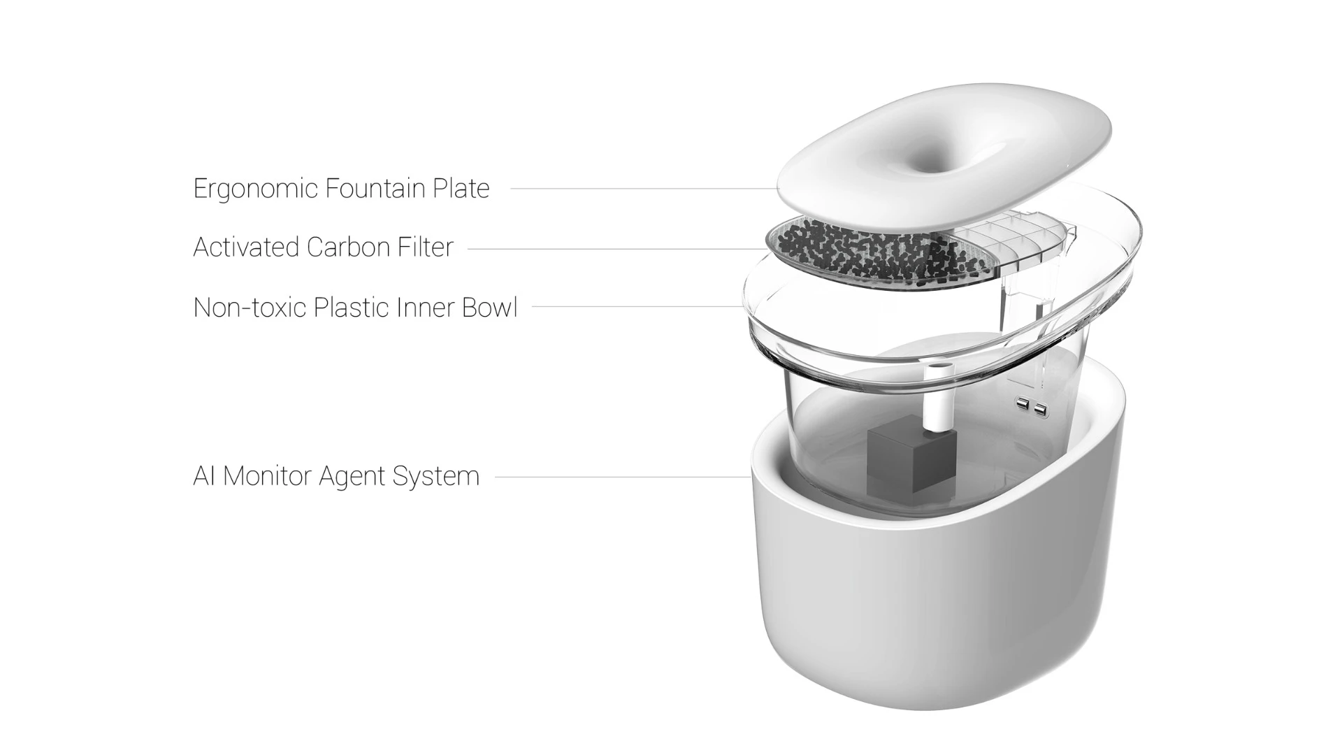 The Pura cat water fountain, layer by layer