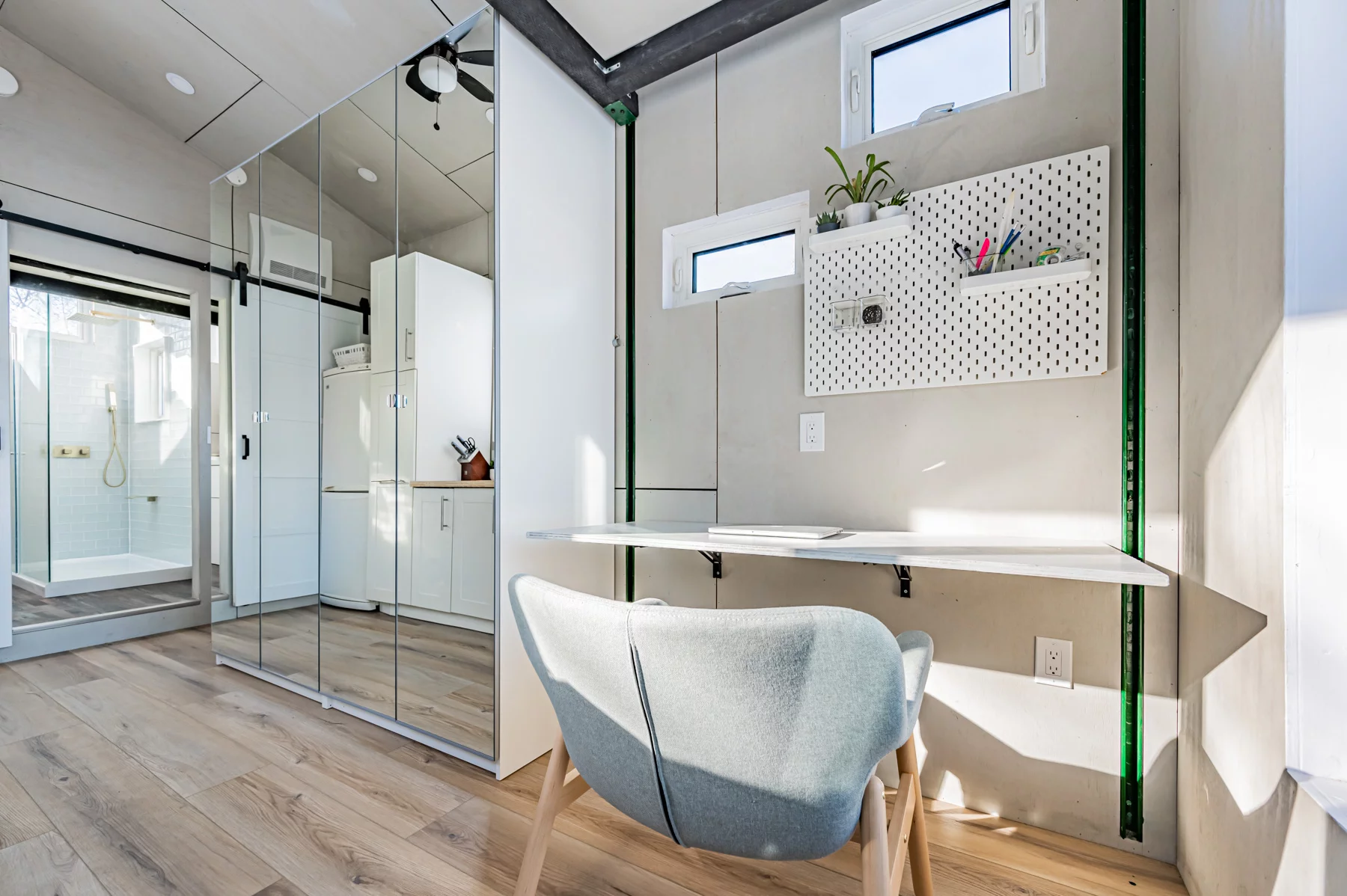 The Elevate's bedroom functions as a study area when the bed is raised