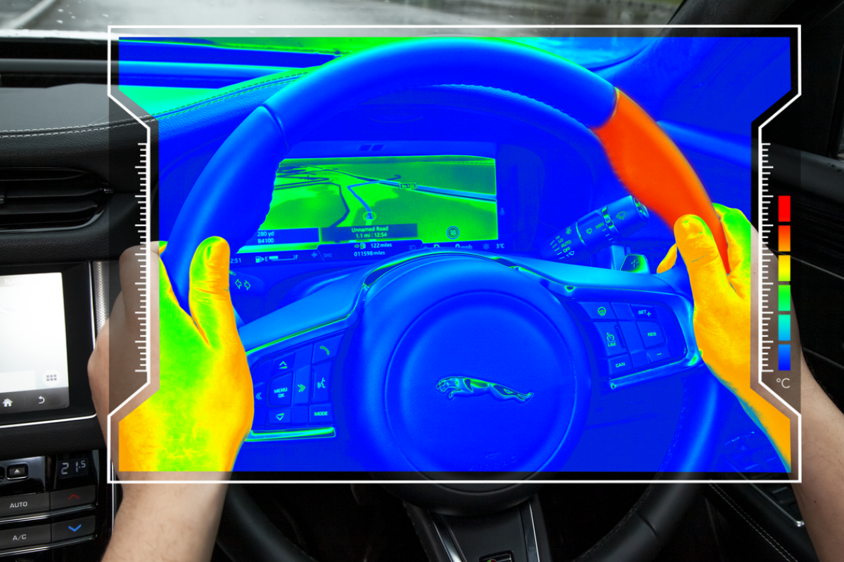 Jaguar Land Rover's sensory steering wheel was dreamed up as part of a research project with Glasgow University