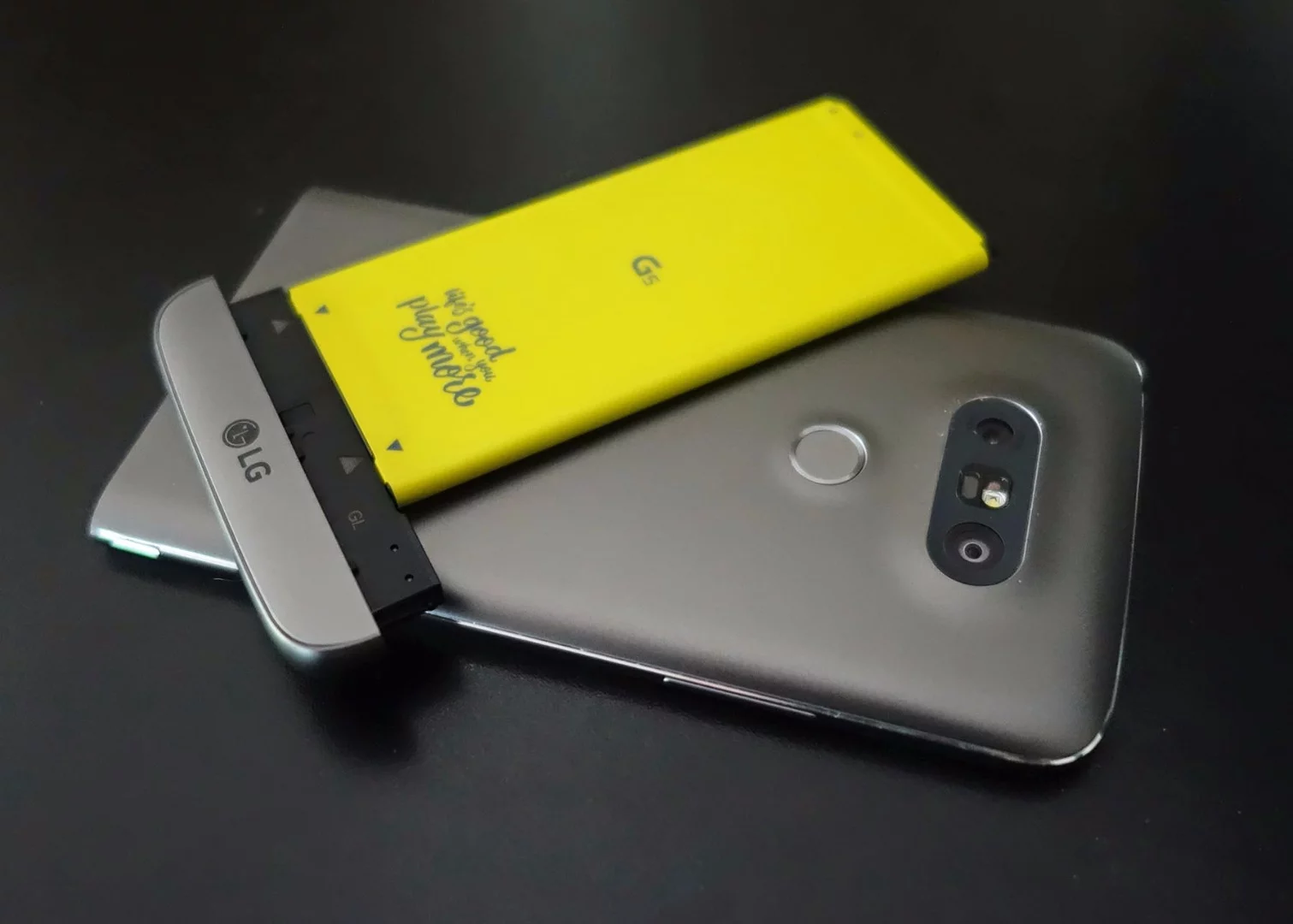 The G5's clip-in modules are its main selling point, and the chin of the phone comes off with the battery