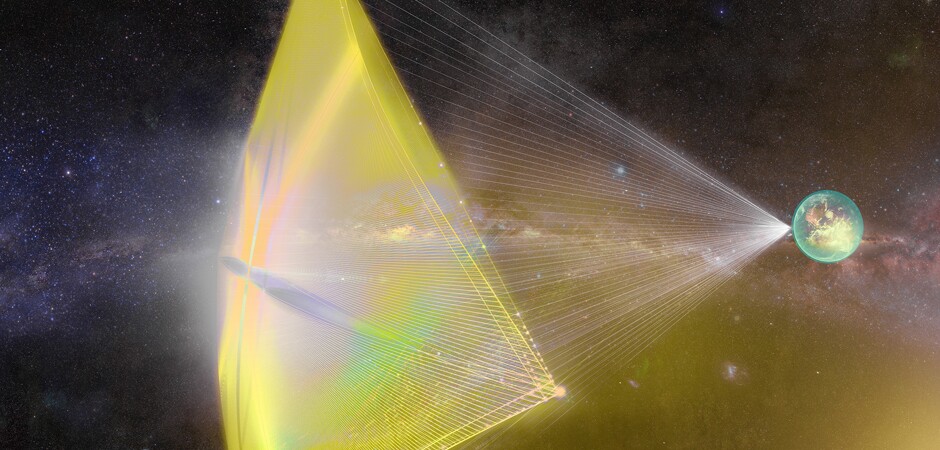 An artist's rendering of the Breakthrough Starshot initiative