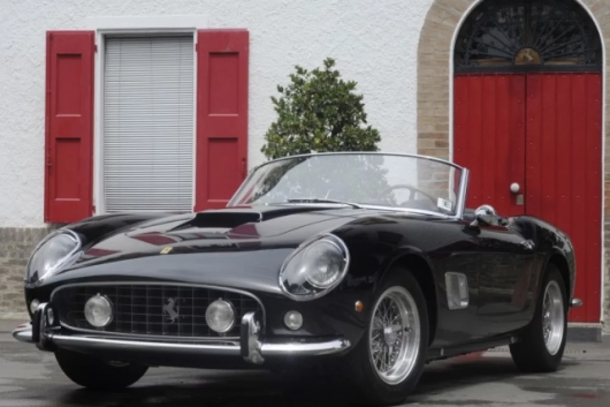 The Ferrari 250 GT SWB California Spyder runs a 280bhp, 2,953cc, single overhead camshaft V-12 engine with three Weber 40 DCL 6 carburettors, driving through a four-speed gearbox.Image: RM Auctions