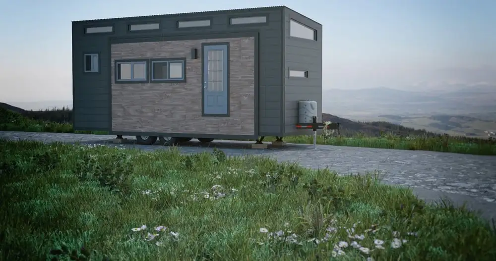 The Aurora tiny house weighs roughly 14,000 lb (6,350 kg)