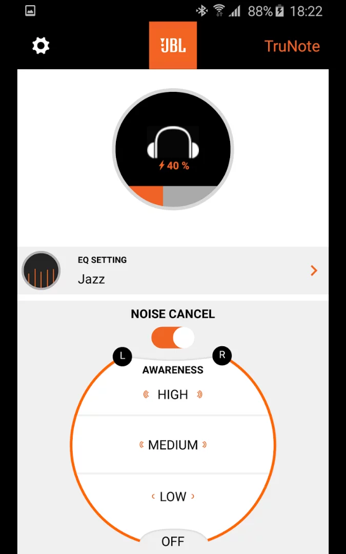 JBL Everest 700 Elite app allows for fine adjustment of the situation awareness feature