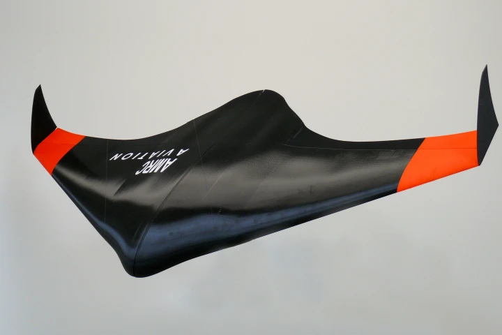 A front view of the 3d-printed UAV airframe