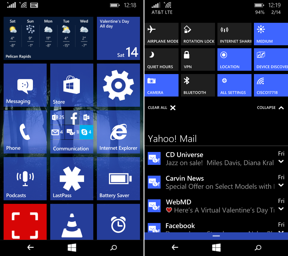 A new start screen and notification center