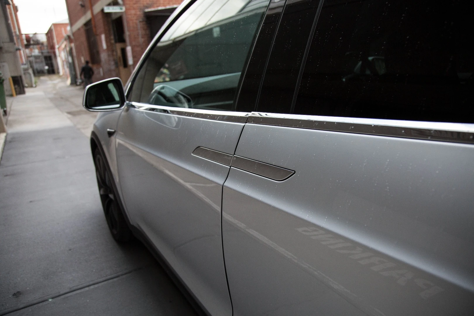 It's a small thing, but the door trim didn't match up on our Tesla Model X