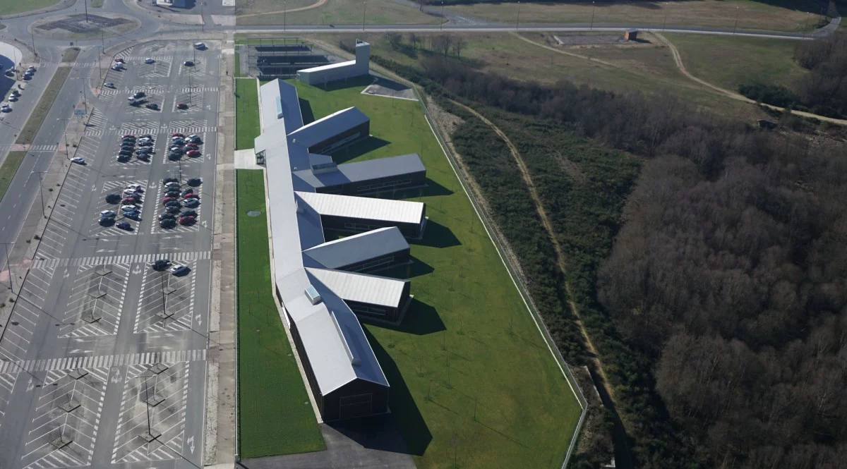 The New Norvento Headquarters in Lugo, Spain by Mangado & Asociados S.L. This structure was a winner under the "Corporate Buildings" category at the 2018 International Architecture Awards