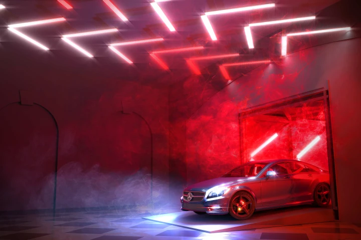 The Mercedes Drive Thru is a combination of light, art, auto and food