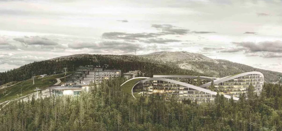 During the summer months the roof space transforms into a green garden and a continuum of the surrounding natural landscape