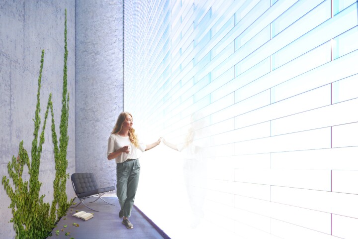 An illustration depicting how the translucent bricks might be used in a load-bearing wall