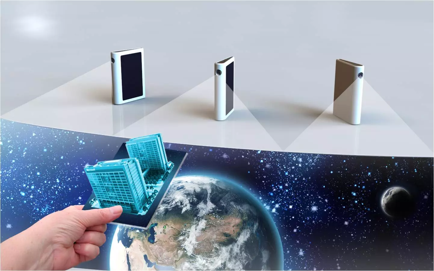 Using a card to interact with the projected image from a Mobile Surface device
