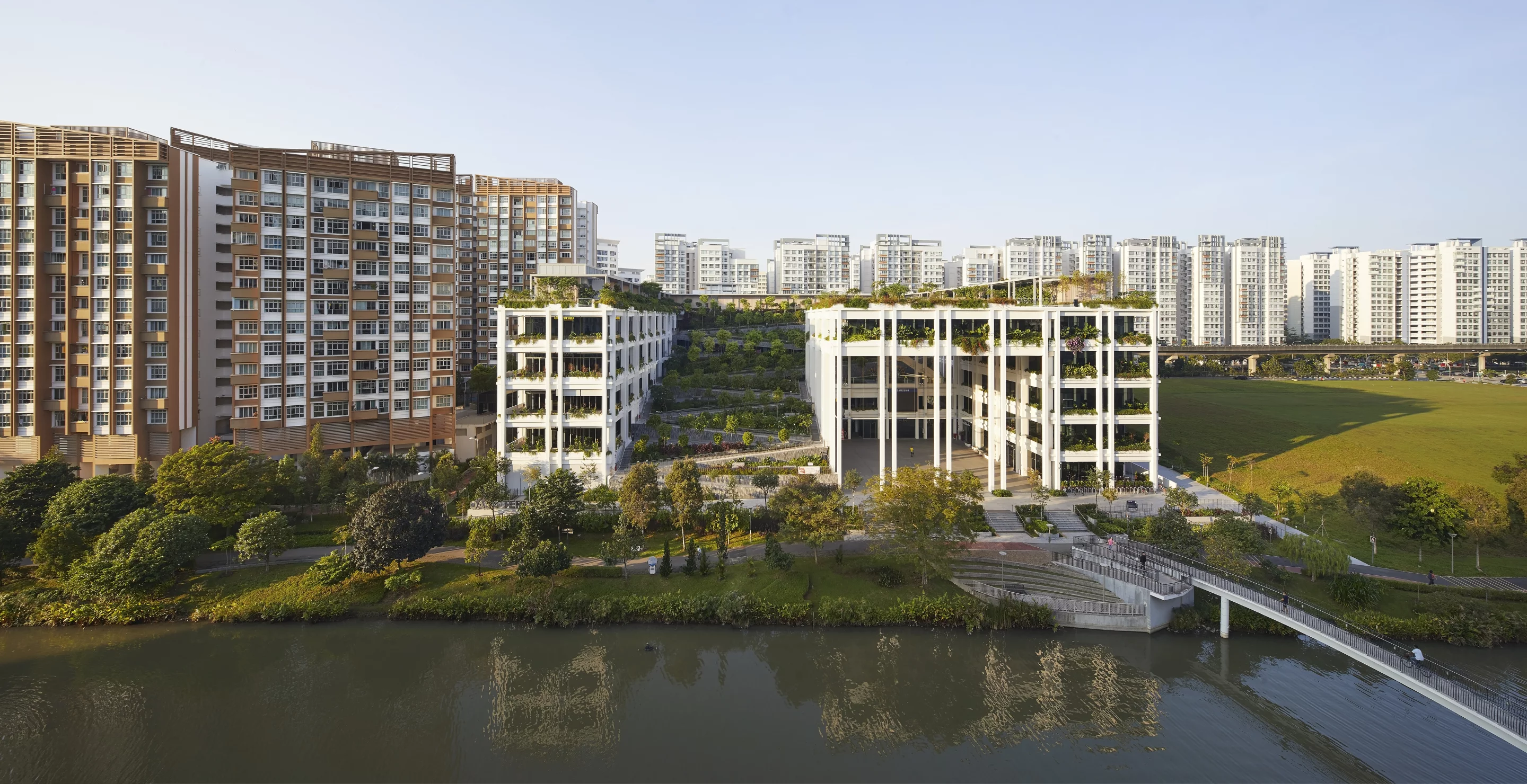 Oasis Terraces was developed by Singapore's Housing and Development Board to serve the surrounding public housing