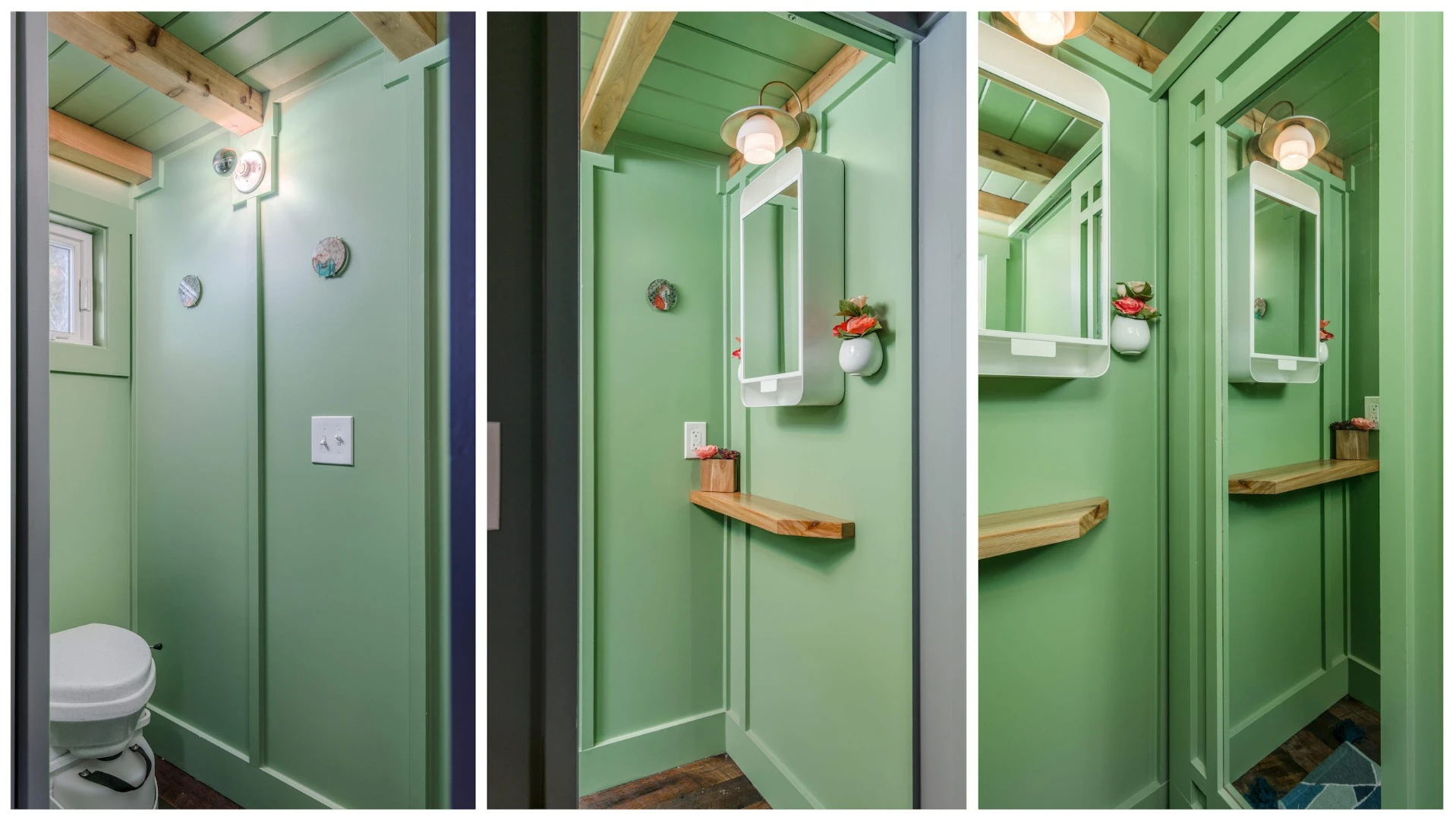 Toilet and washroom inside the Cornelia tiny house