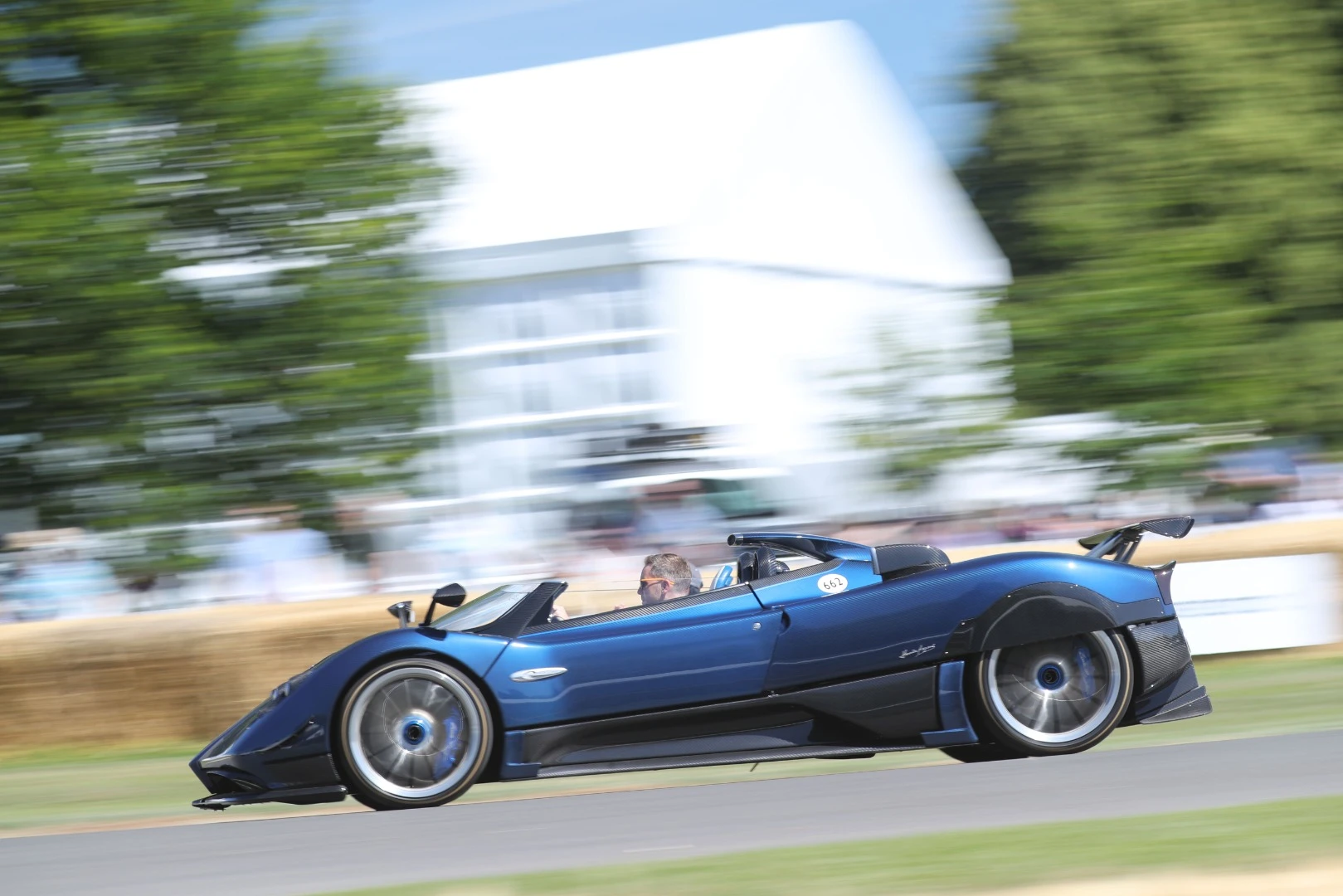 The €15-million Pagani Zonda Barchetta – later driven by Horacio Pagani himself in the time trials