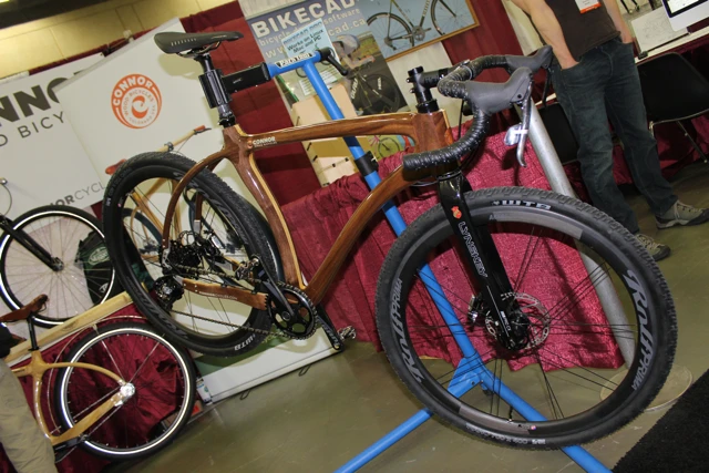 Connor also had this very nice wooden cyclocross bike on display, which was made mainly from reclaimed black walnut (Photo: Ben Coxworth/Gizmag.com)
