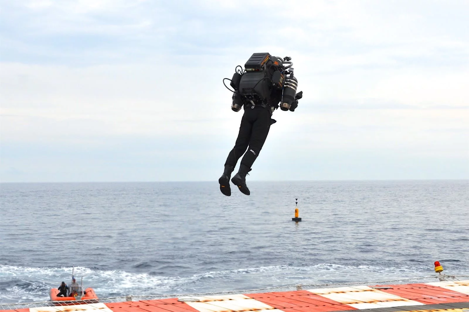 Liftoff: David Mayman with the latest model JB-10 jetpack