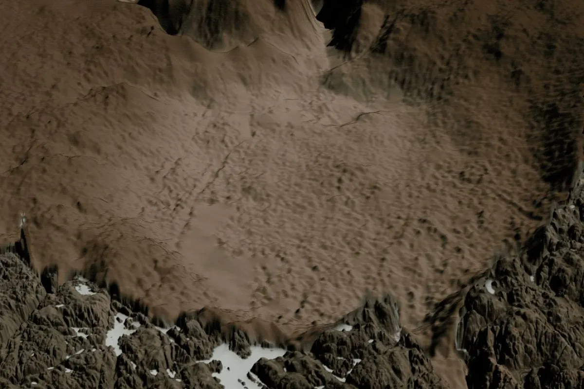Hiawatha Crater with the ice cap digitally removed