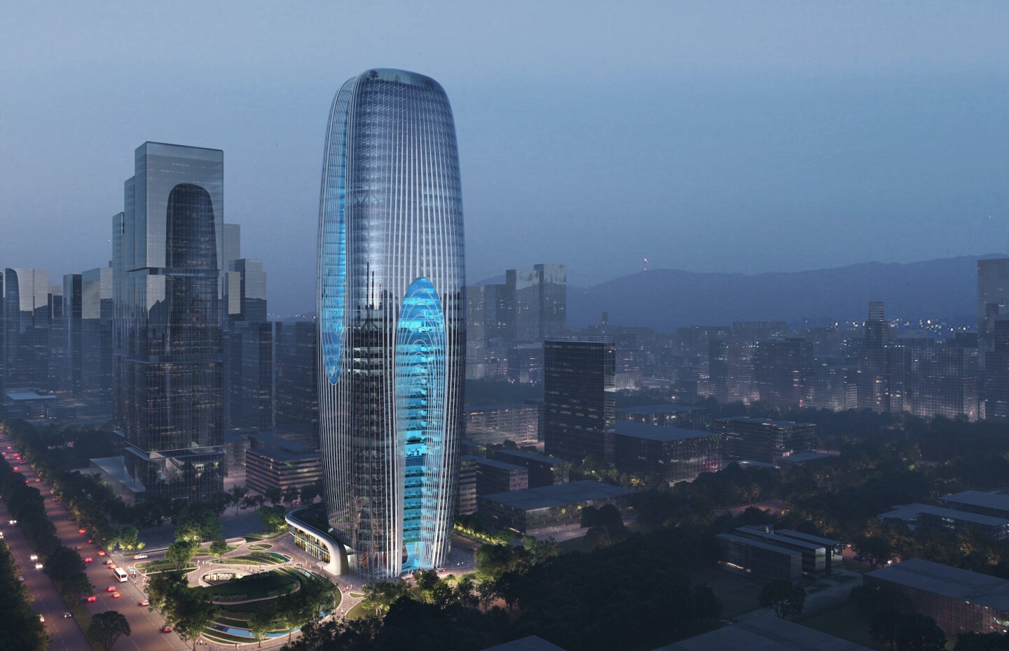 The Daxia Tower will reach a maximum height of 210 m (almost 690 ft)
