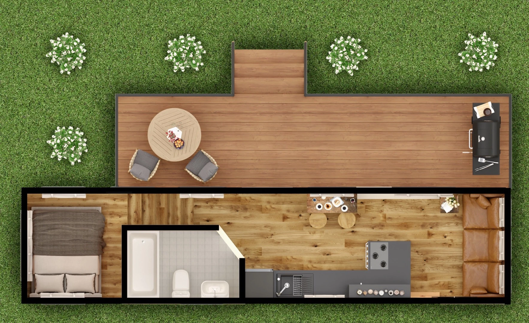 Architectural drawing of the Goose tiny house