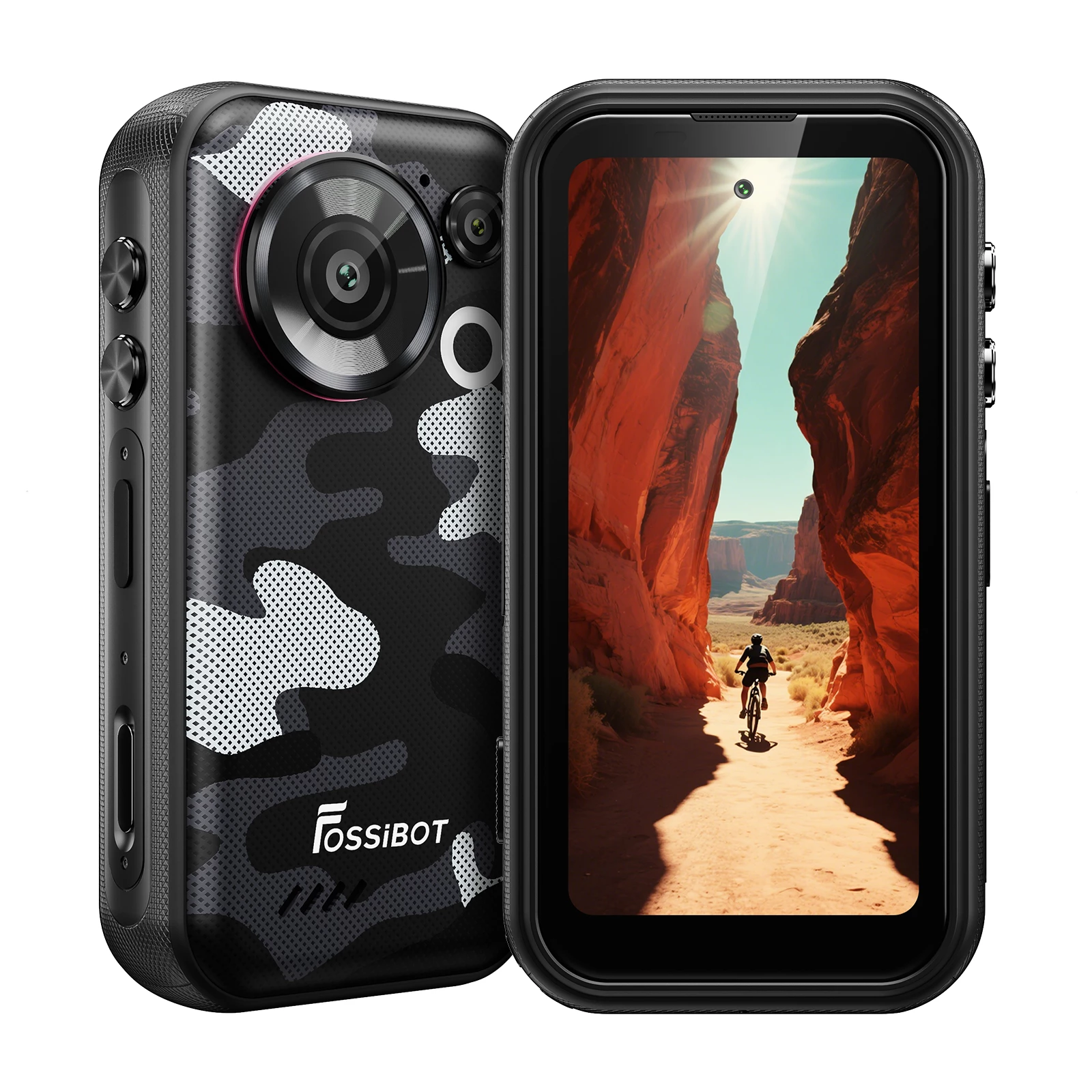 The F116 Pro adventure phone is compact enough to slip in a pocket, features a 4-inch 120-Hz screen, and sports a wide-angle actioncam around back