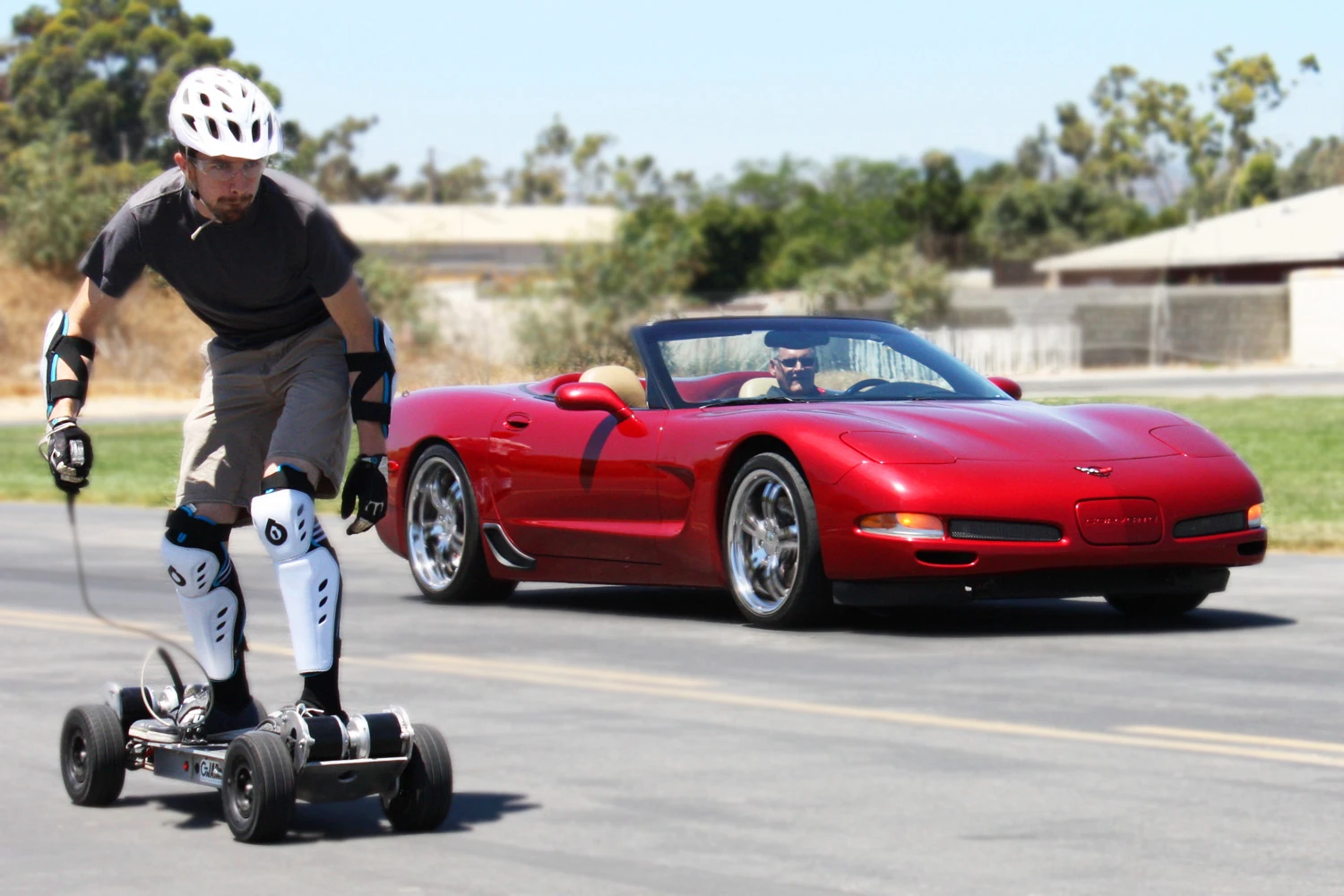 Gnarboard electric skateboard takes on a C5 Corvette