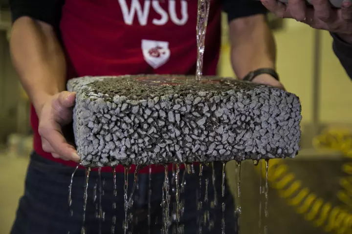 A sample of the carbon fiber-augmented material produced by the researchers