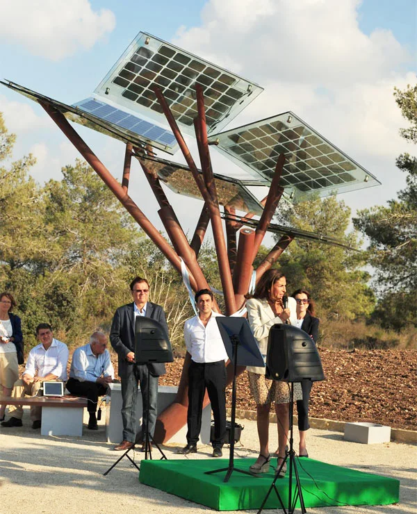 The solar panels and branches also provide some shade