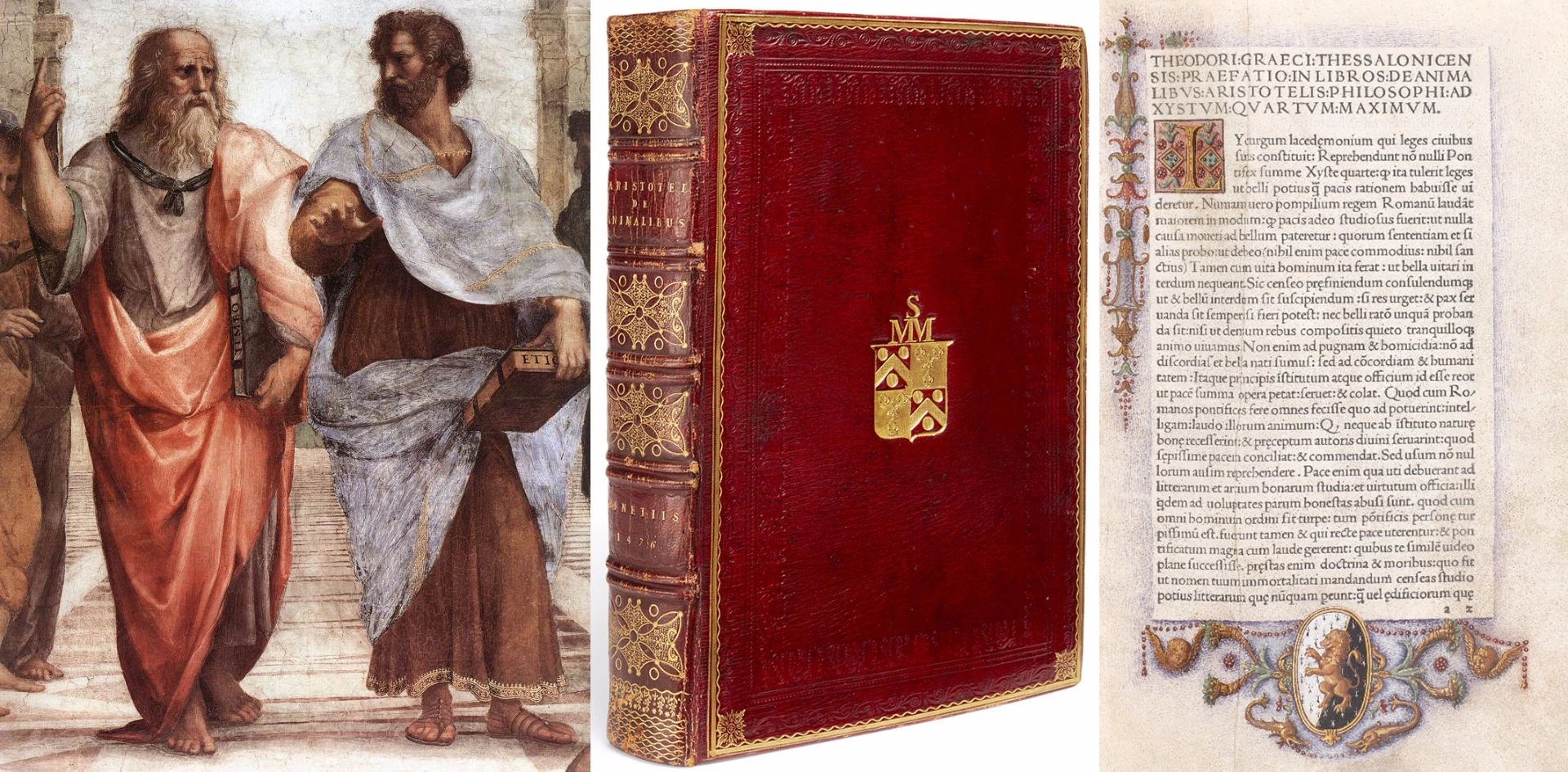 Though “De animalibus” was translated into Latin by Greek scholar Theodore Gaza and printed in medieval Italy in 1476, it was written 2,400 years ago by the world's first true scientist, Aristotle (384 to 322 BC), and is unquestionably the foundation of the scientific study of biology. From the Stanford Encyclopedia of Philosophy, this book provided the "first systematic and comprehensive study of animals. There was nothing of similar scope and sophistication again until the 16th century."