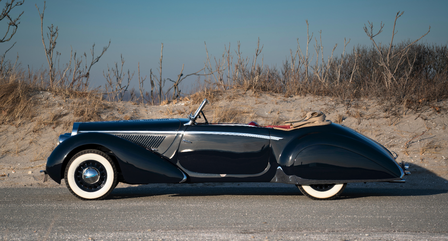 UNSOLD | 1939 Delage D6-70 Three-Position Drophead Coupe | $400,000 high bid | Estimate: $500,000 to $600,000 | Auction House: Bonhams | Lot 225