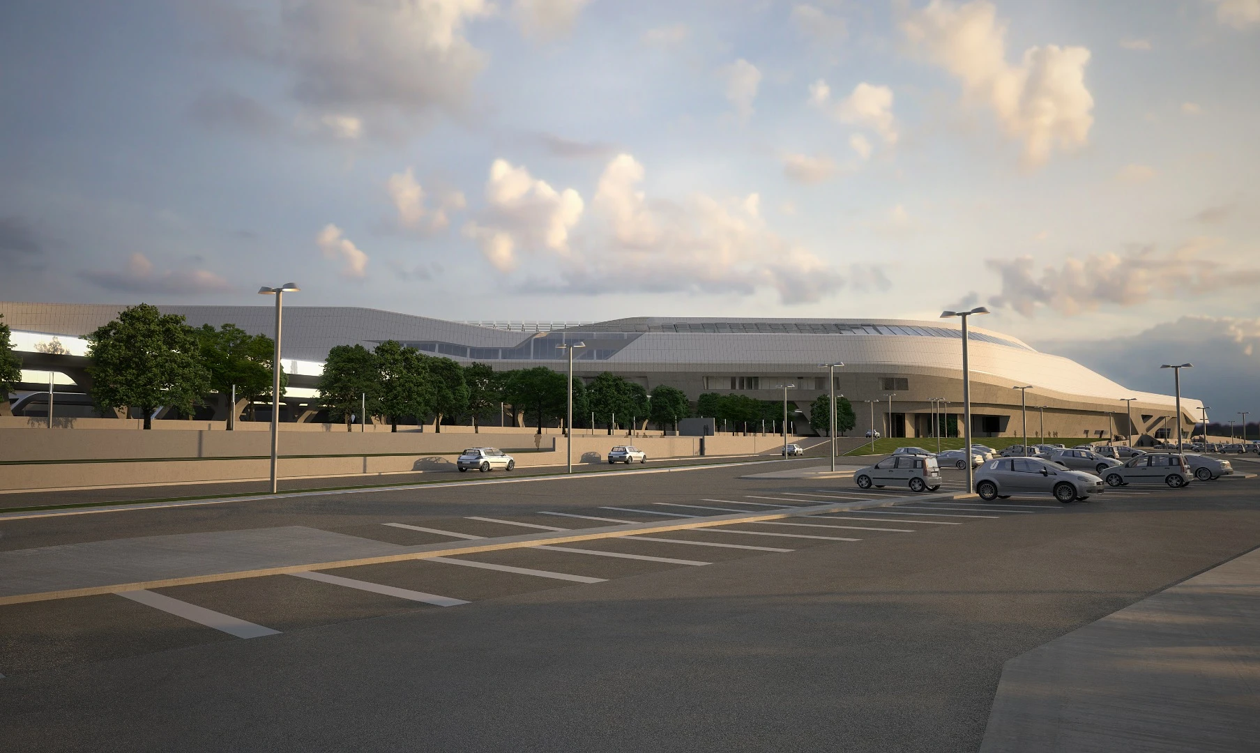 Exterior rendering depicting the completed Napoli Afragola train station
