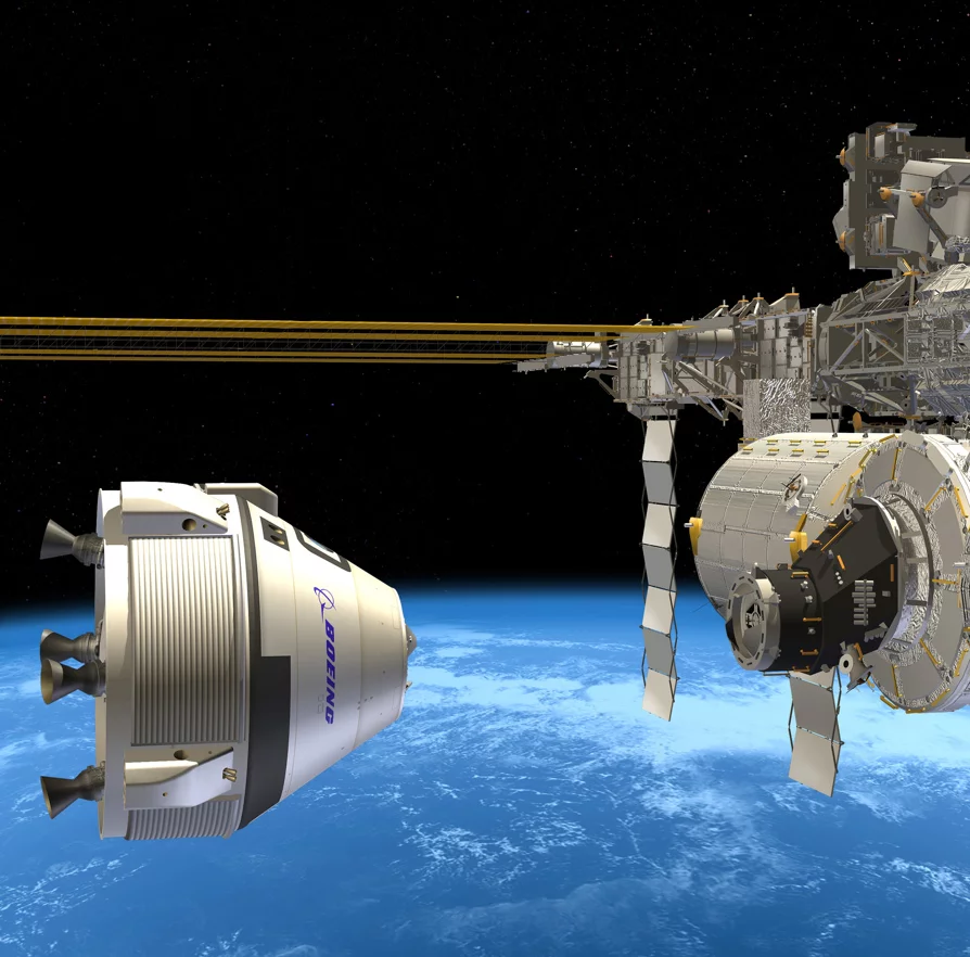 Artist concept of Boeing's CST-100 spacecraft approaching the International Space Station (Image: Boeing)
