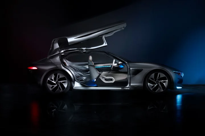 The Pininfarina HK GT with the doors up