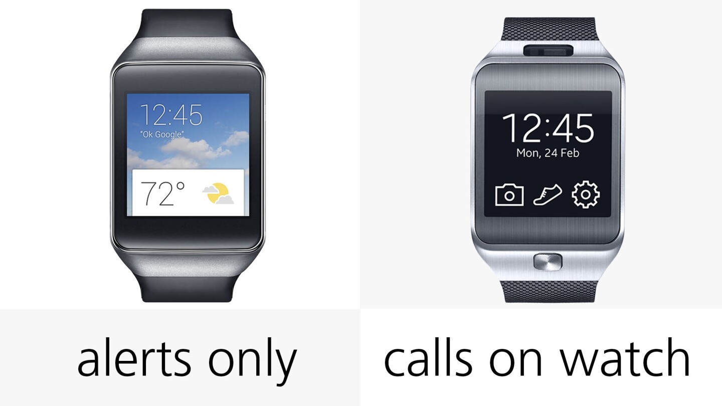 You can have phone conversations on the Gear 2, while the Gear Live only lets you answer, reject or reply by text to calls (the actual call still happens on your phone)
