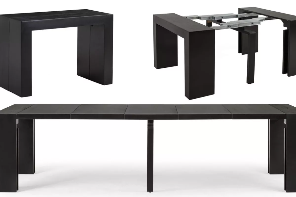 When fully extended the table stretches 10 feet long and can seat 12 people