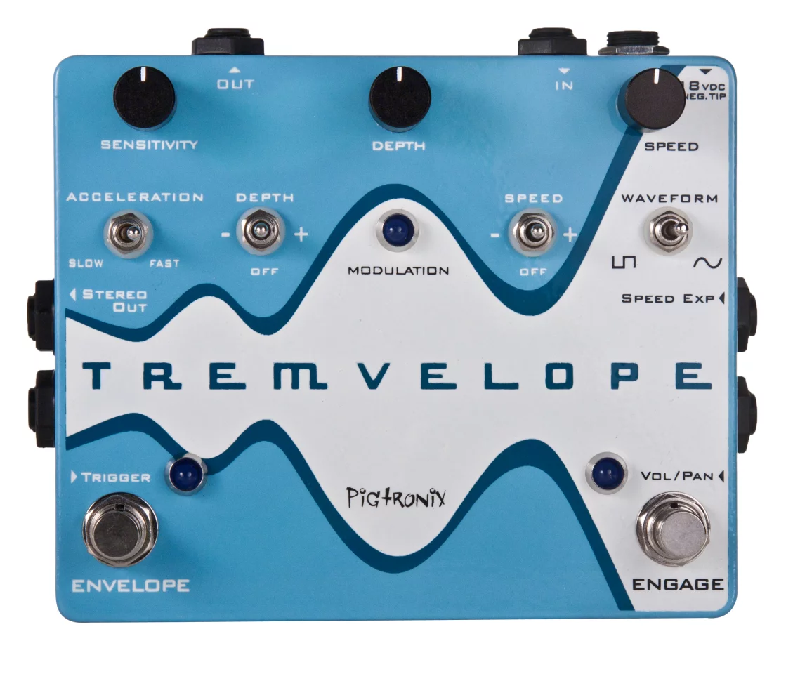 The Tremvelope is capable of independently increasing or decreasing the speed and depth in response to the dynamics of what's being played, in addition to offering a broad range of tremolo sounds