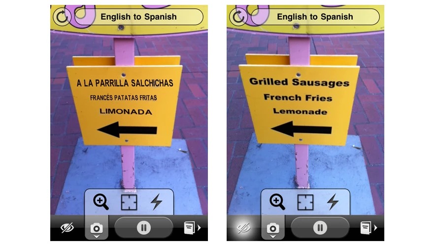 Word Lens maintains the colors and fonts in the translated image