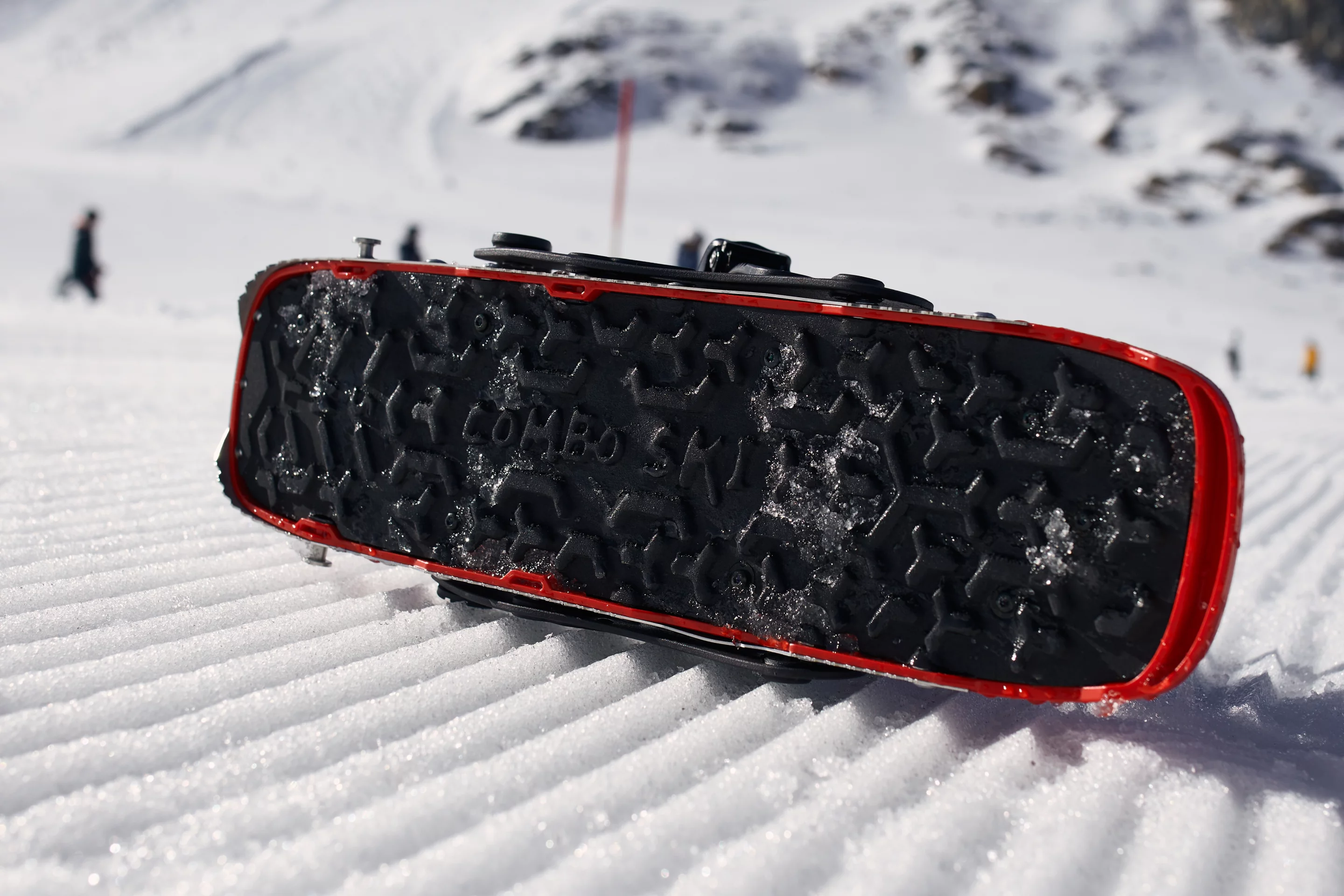 A close look at the snowshoe base's lugged foam sole