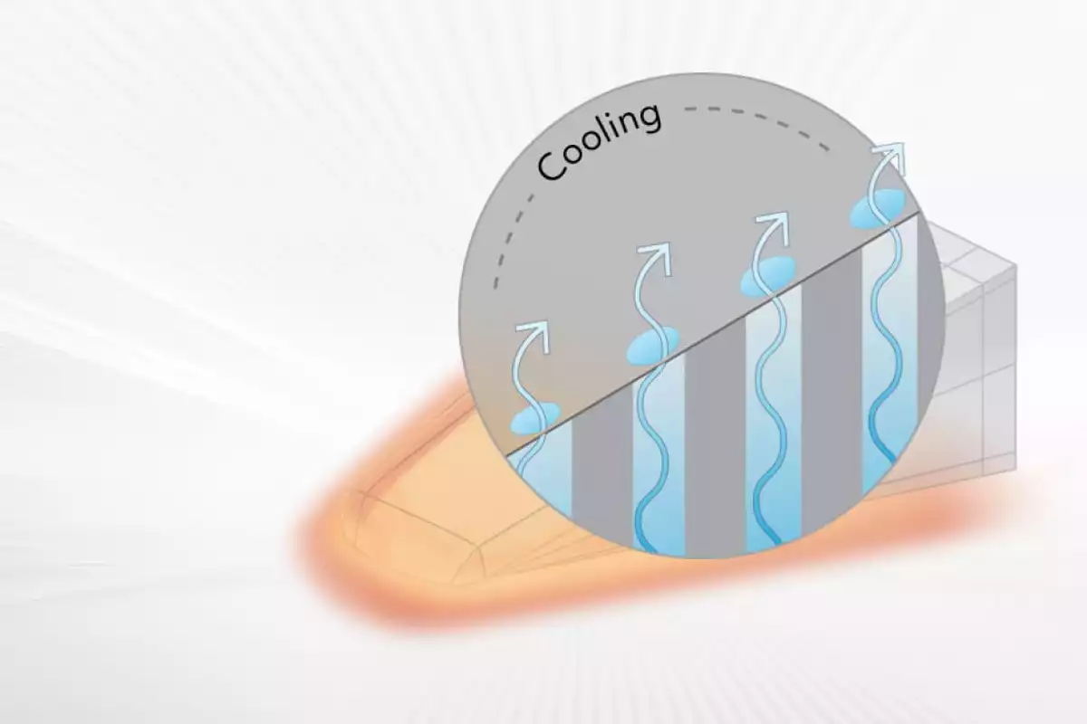 The cooling system is similar to human sweat glands