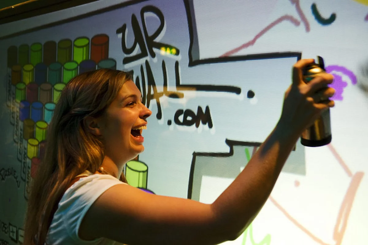 YrWall allows users to digitally create graffiti, using an infrared spray paint can