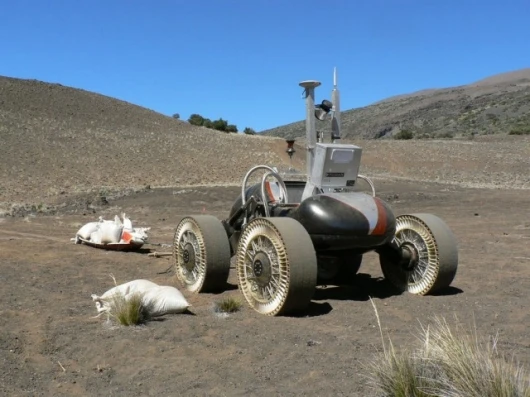 The Michelin Lunar Wheel during testing in Hawaii